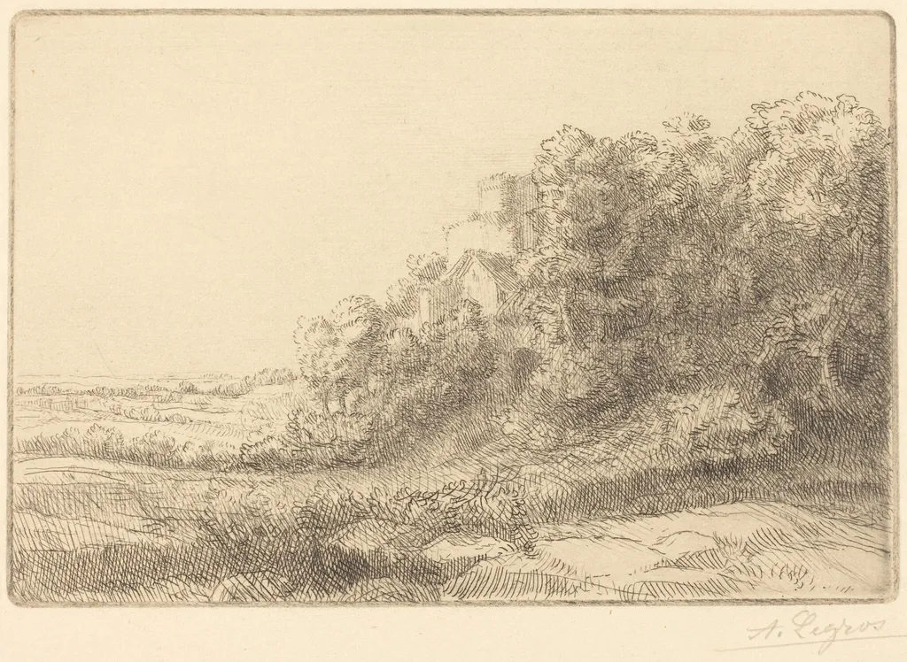 Old Chateau (Un vieux chateau), by Alphonse Legros, ink, 1874