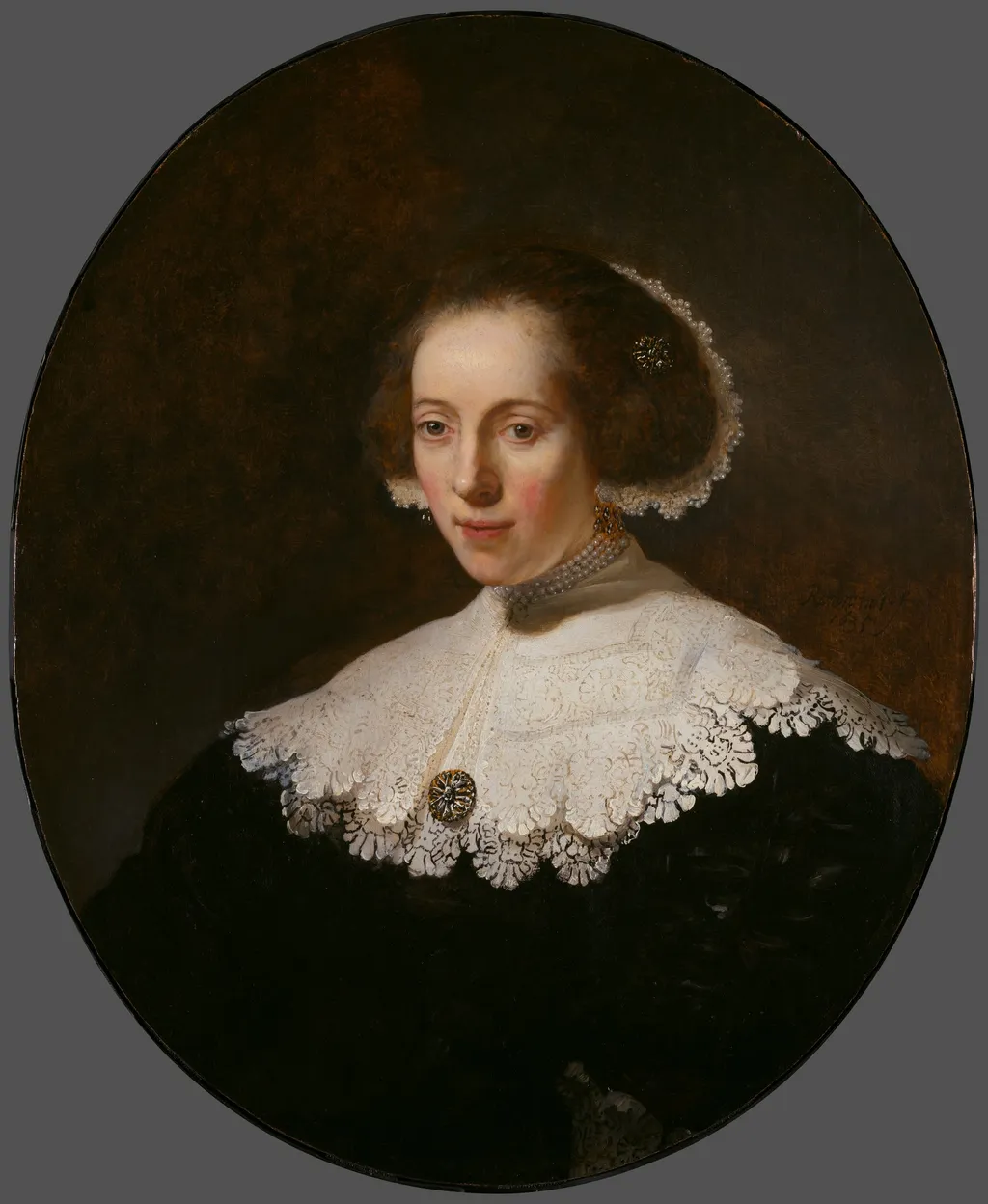 Portrait of a Woman, by Rembrandt van Rijn, oil, 1635