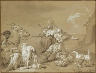 Noah Leading the Animals into the Ark, by François-André Vincent, chalk, 1774