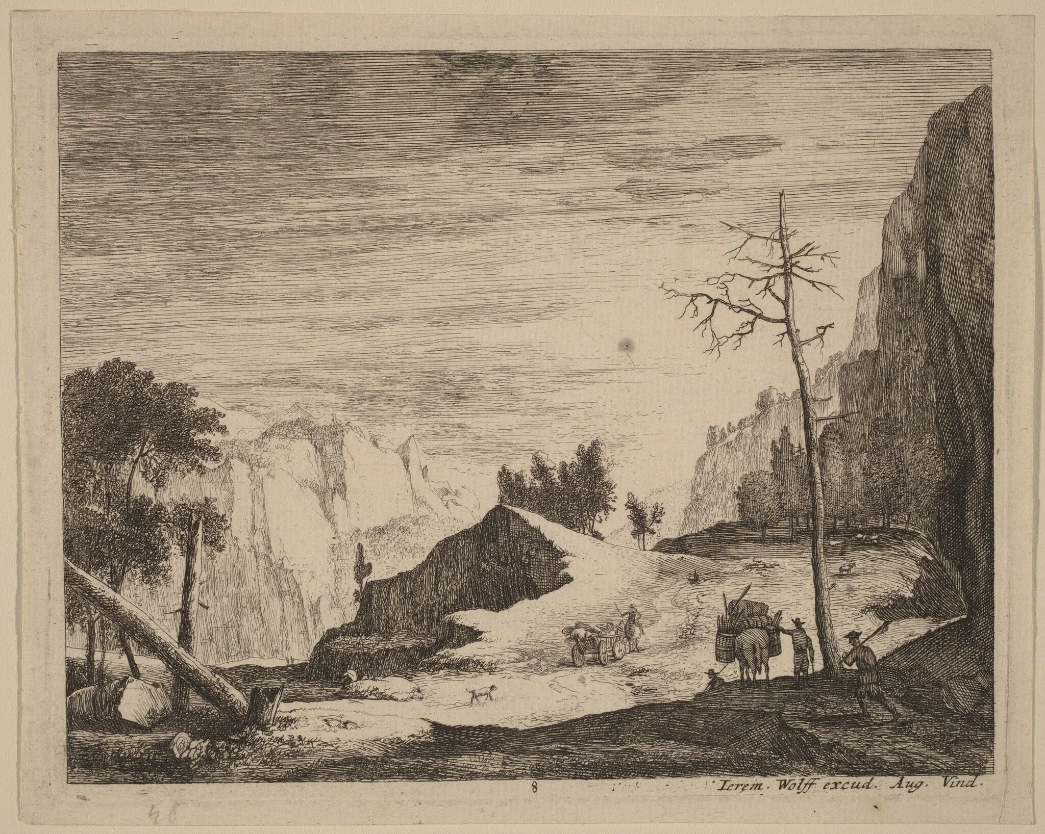 Mountainous Landscape with a Cart: pl.8, detail