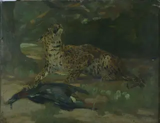 Leopard and Bird, by John Macallan Swan, oil, 1850