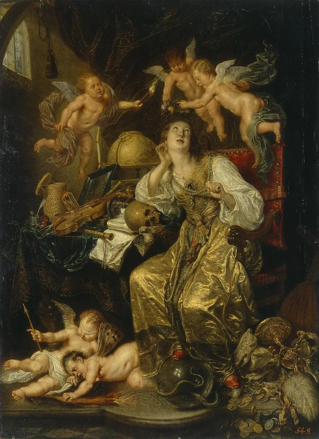 Allegory of Prudence Triumphing Over Vanity (Allegory of Faith), by David Teniers the Younger, oil, 1670