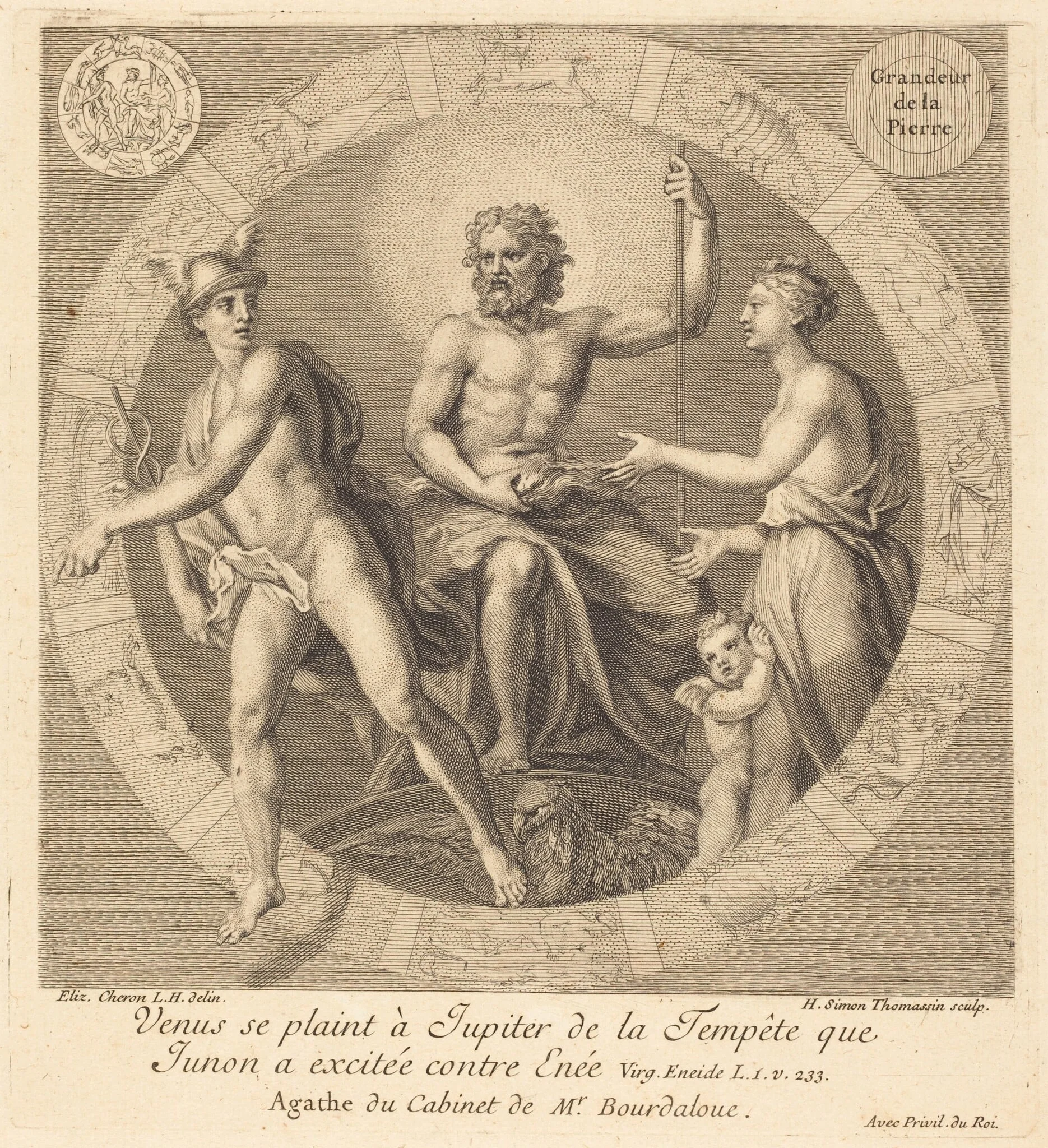 Venus se plaint a Jupiter de la tempete que Junon a excitee contre Enee, detail