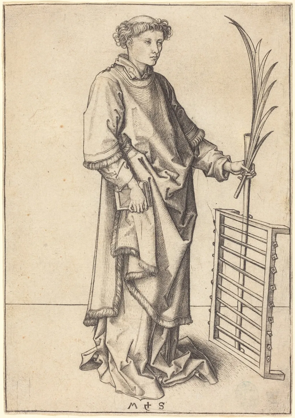 Saint Lawrence, by Martin Schongauer, ink, 1490