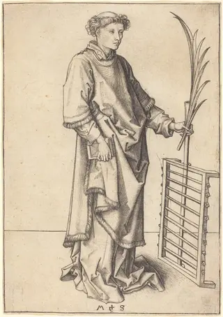 Saint Lawrence, by Martin Schongauer, ink, 1490