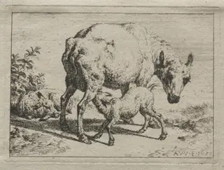 The Ewe and Two Lambs, by Adriaen van de Velde, 1670
