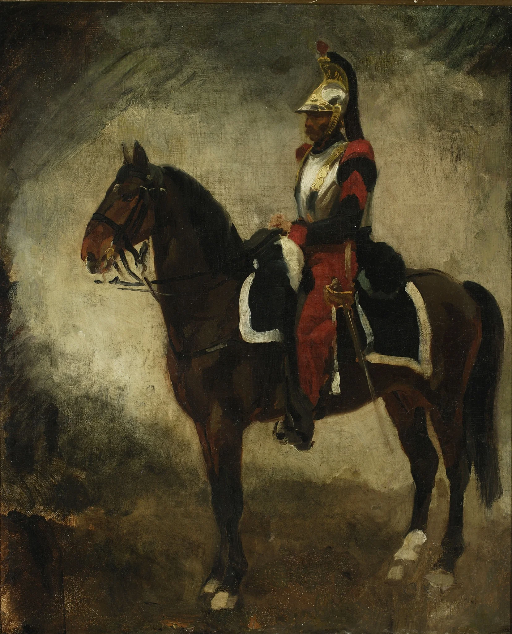 Cuirassier on a bay horse, detail