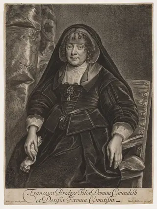 Frances Bridges, by William Faithorne, ink, 1654
