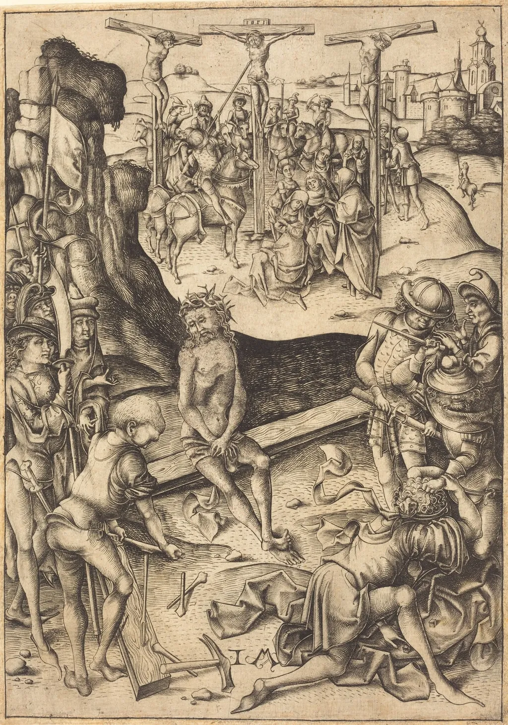 The Crucifixion, by Israhel van Meckenem, ink, 1480