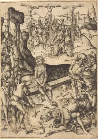 The Crucifixion, by Israhel van Meckenem, ink, 1480
