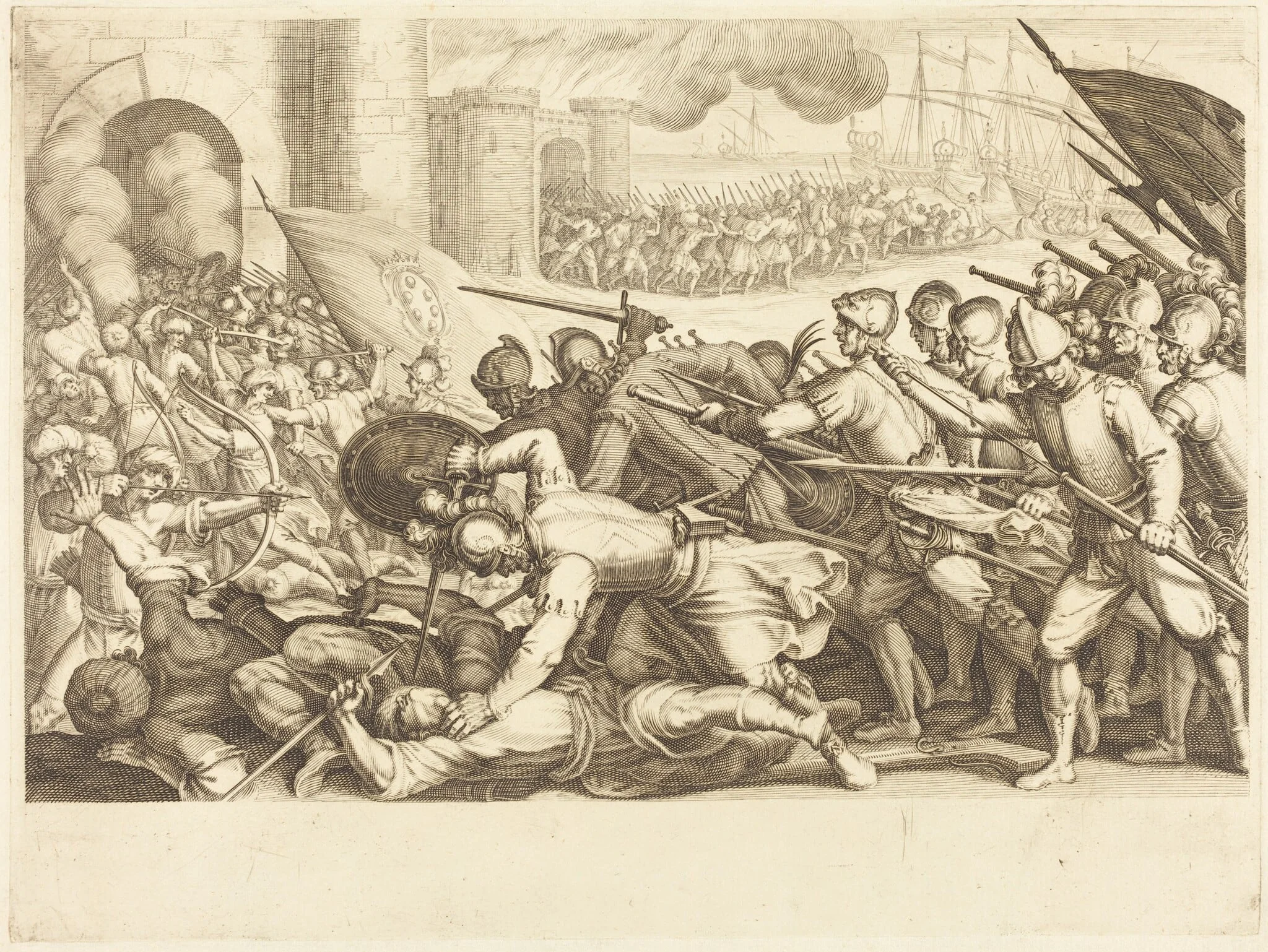 The Troops Forcing the Gate of a Town, detail