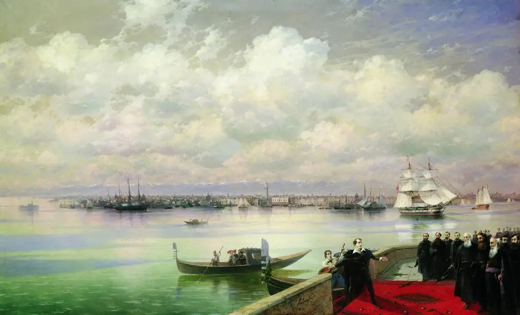 Byron's visit to the Mekhitarists on San Lazzaro, by Ivan Aivazovsky, oil, 1900