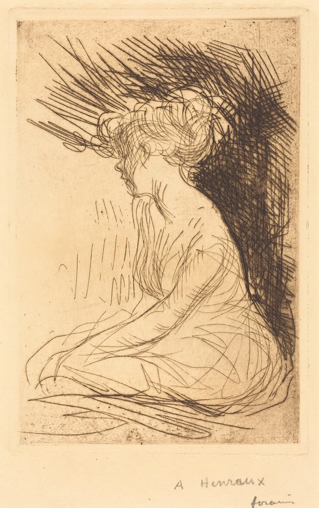 Femme assise de profil (Woman Seated in Profile), by Jean-Louis Forain, ink, 1909