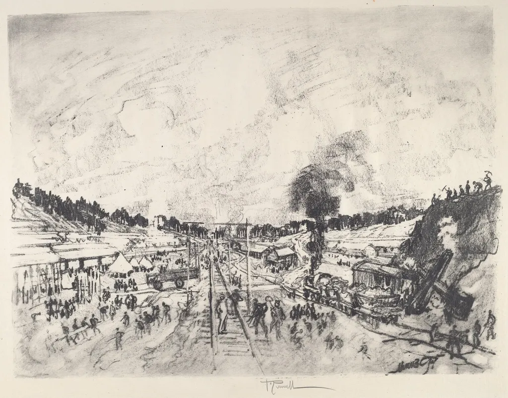 Building the Camp, by Joseph Pennell, ink, 1917