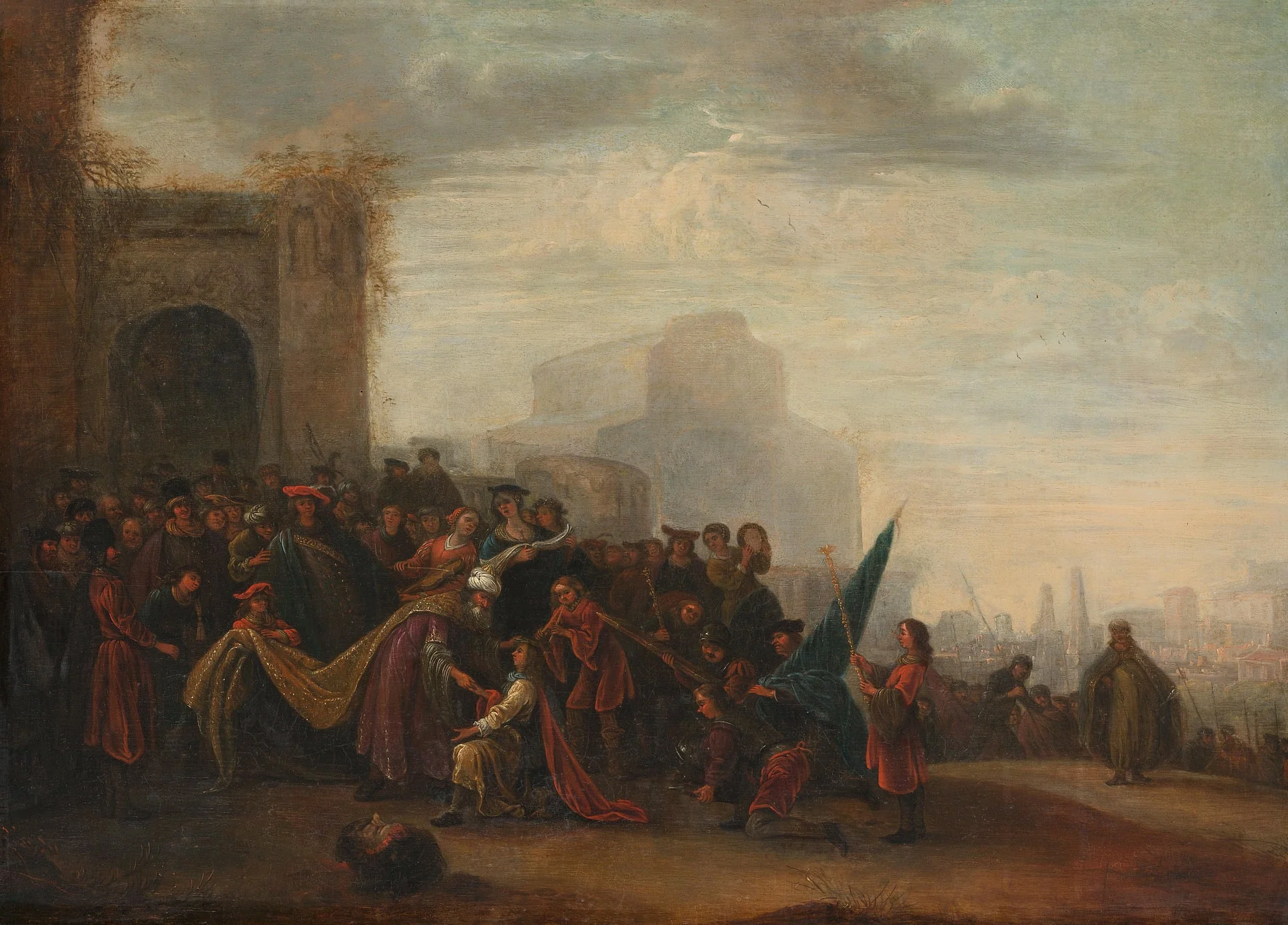 Saul Welcoming David after his Victory over Goliath, detail