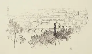 Sketch of Florence, by George Elbert Burr, ink, 1934
