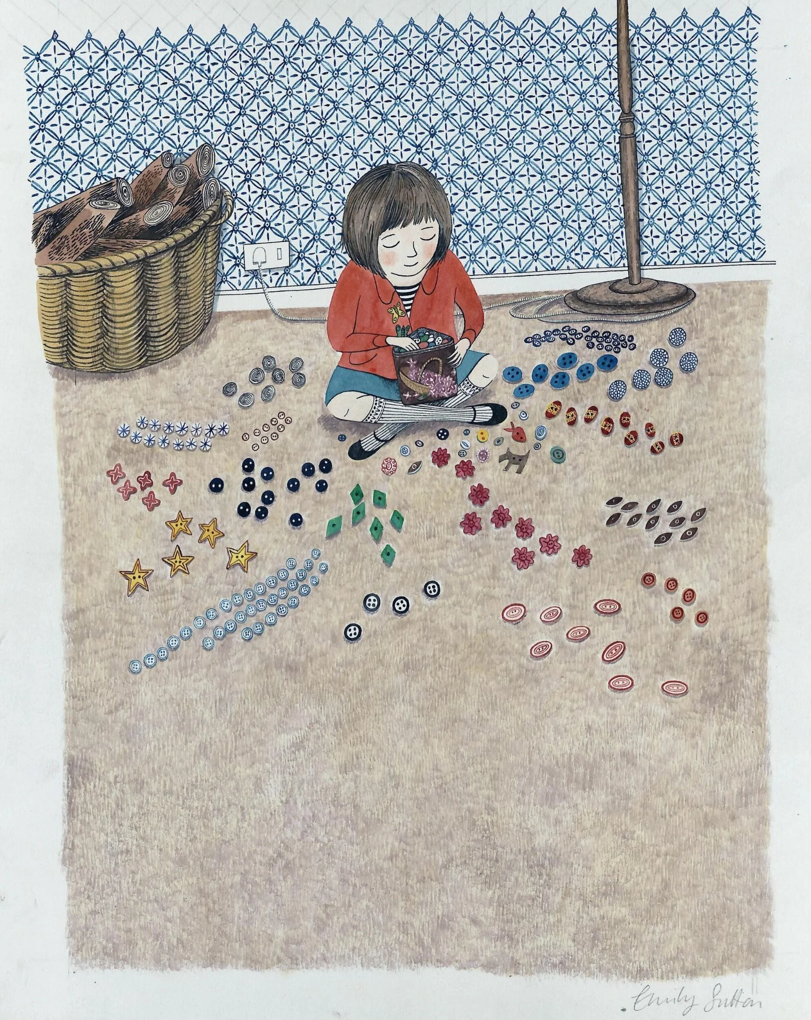 Clara sewing, detail