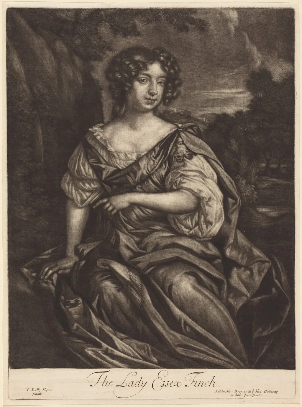 The Lady Essex Finch, by Alexander Browne, ink, 1680