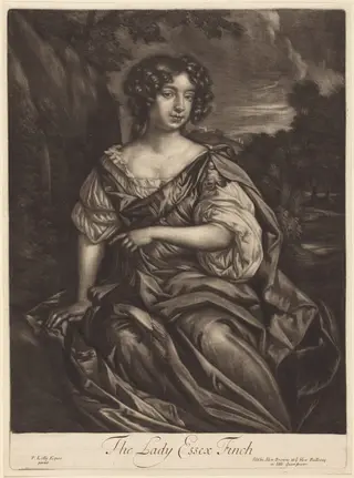 The Lady Essex Finch, by Alexander Browne, ink, 1680
