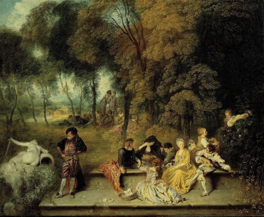 Pleasures of Love, by Jean Antoine Watteau, oil, 1718