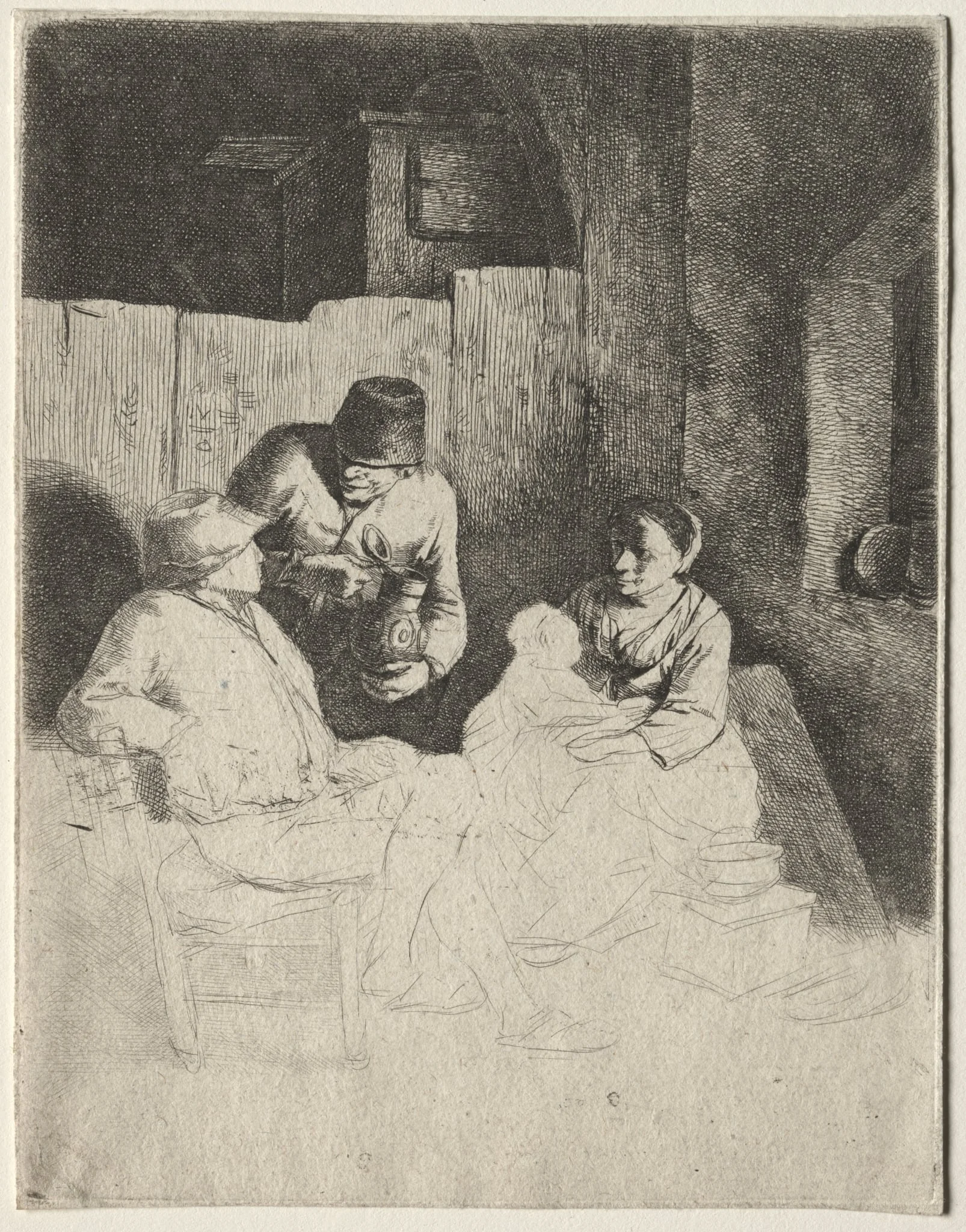 The Mother Seated in an Inn, detail