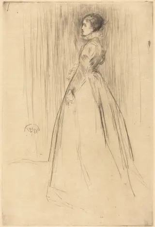 The Velvet Dress, by James McNeill Whistler, ink, 1873