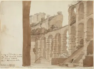 A Corner of the Colosseum, by Friedrich Olivier, ink, 1820