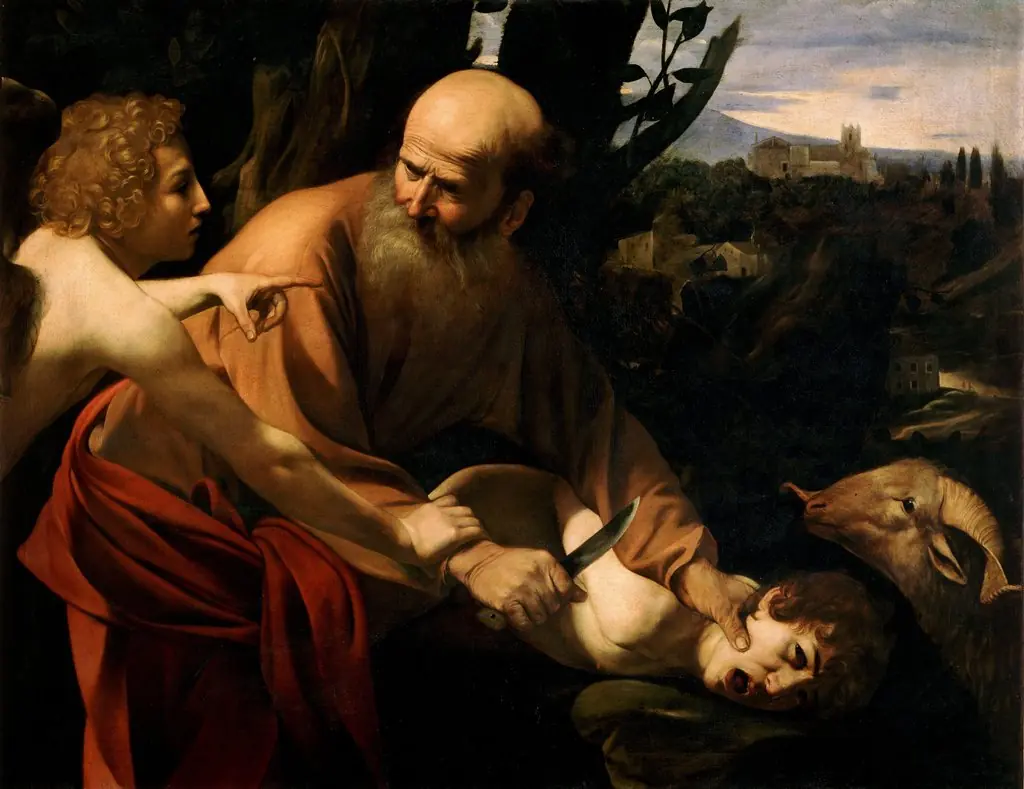 Sacrifice of Isaac, by Caravaggio, oil, 1603