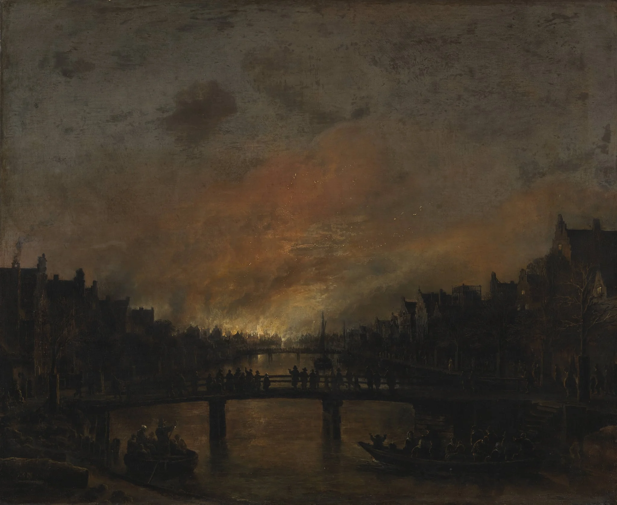 Fire at Amsterdam by Night, detail