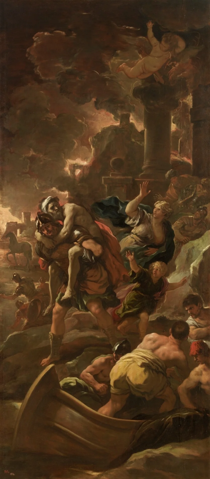 Eneas, fugitivo con su familia, detail