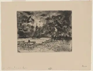 Marine: Souvenir of Medway, by Félix-Hilaire Buhot, ink, 1879