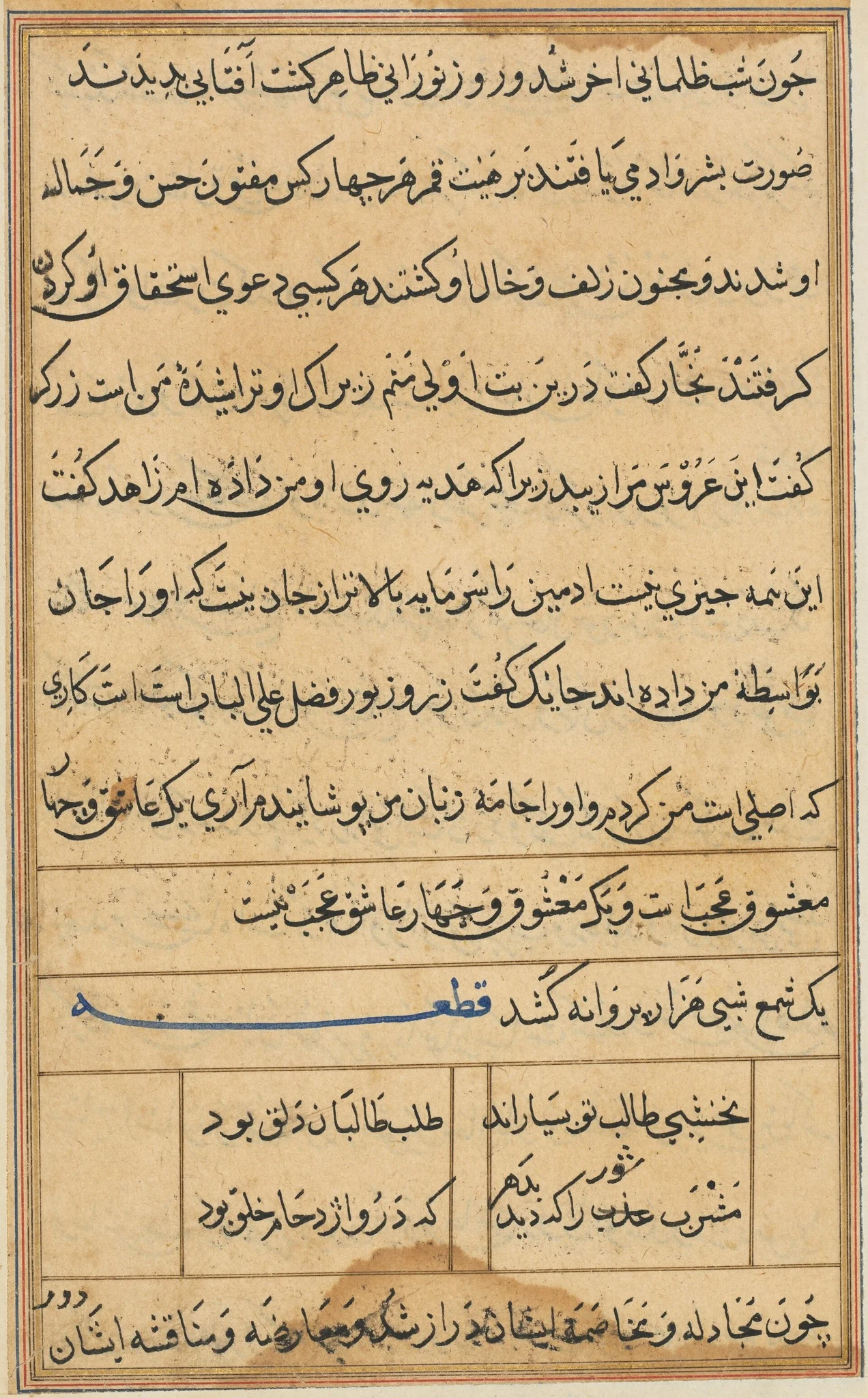 Page from Tales of a Parrot (Tuti-nama): text page, detail
