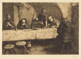 The Refectory (Le refectoire), by Alphonse Legros, ink, 1874