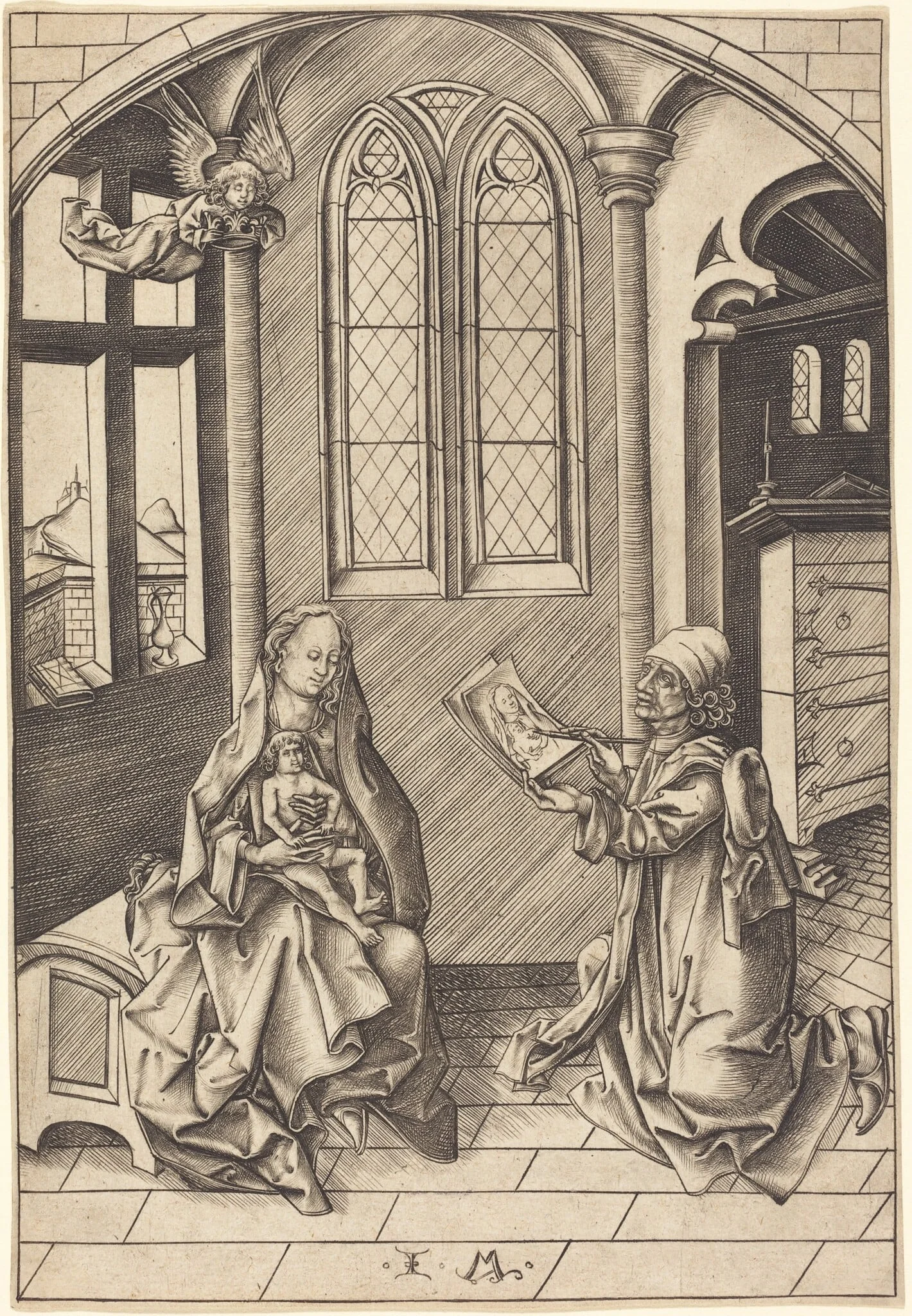 Saint Luke Drawing a Portrait of the Virgin, detail