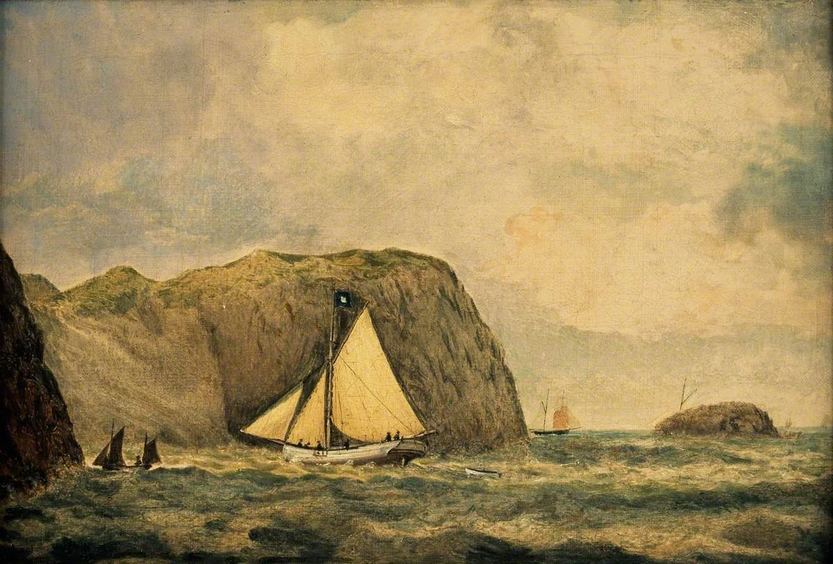 Boats off Llanlleiana, detail