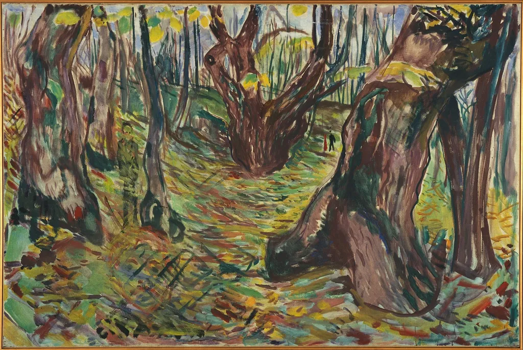Rugged Trunks, by Edvard Munch, oil