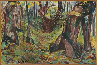 Rugged Trunks, by Edvard Munch, oil