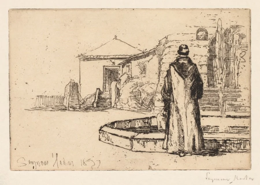 Monk at a Fountain, detail