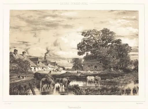 View in Normandy (Vue prise en Normandie), by Jules Dupré, ink, 1835