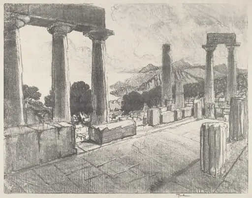 Aegina, The Black Forest, by Joseph Pennell, ink, 1913