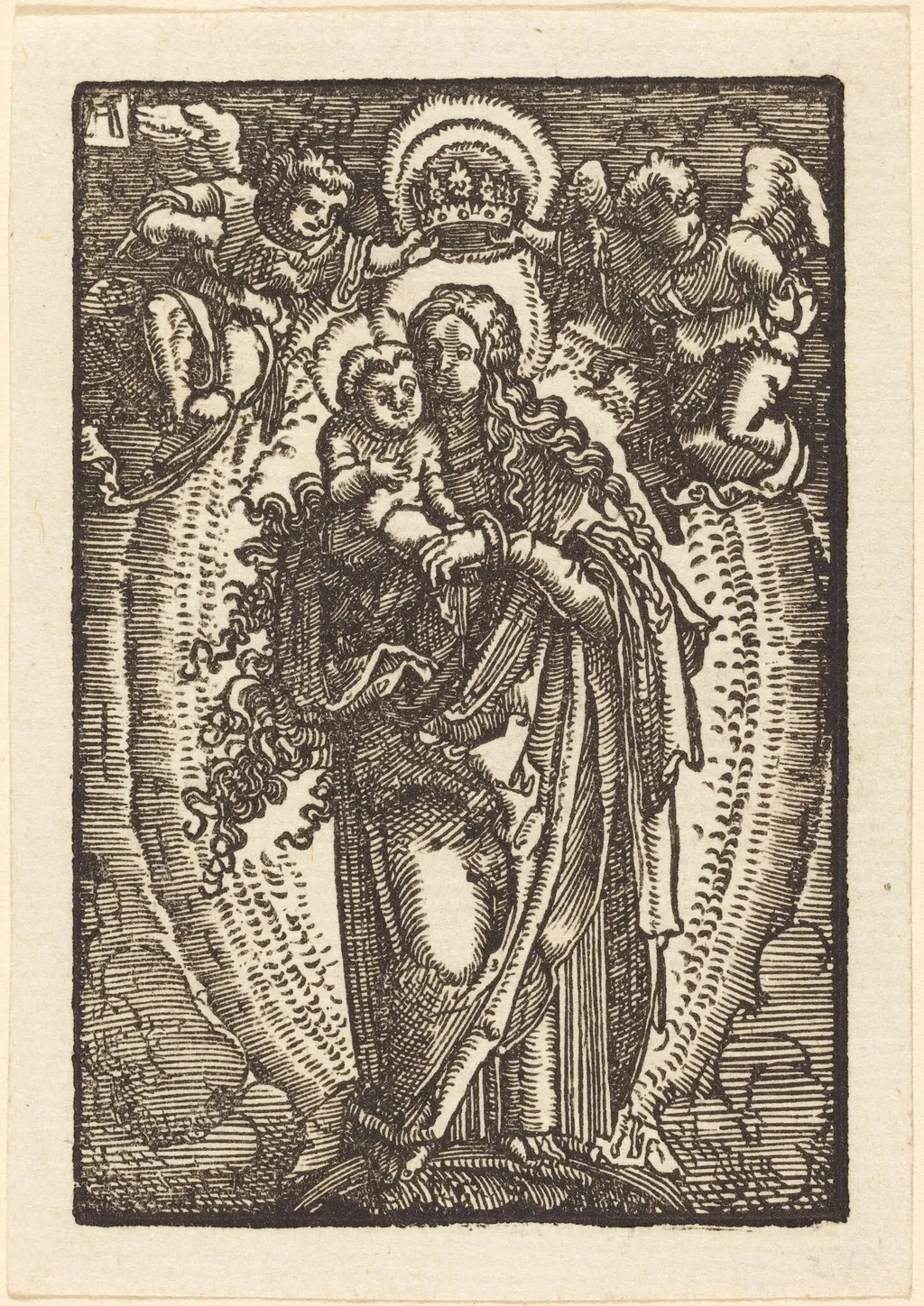 The Virgin and Child on a Crescent, by Albrecht Altdorfer, ink, 1513