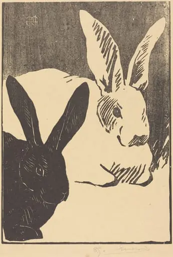 Rabbits (Les Lapins), by Henri-Charles Guérard, ink, 1893