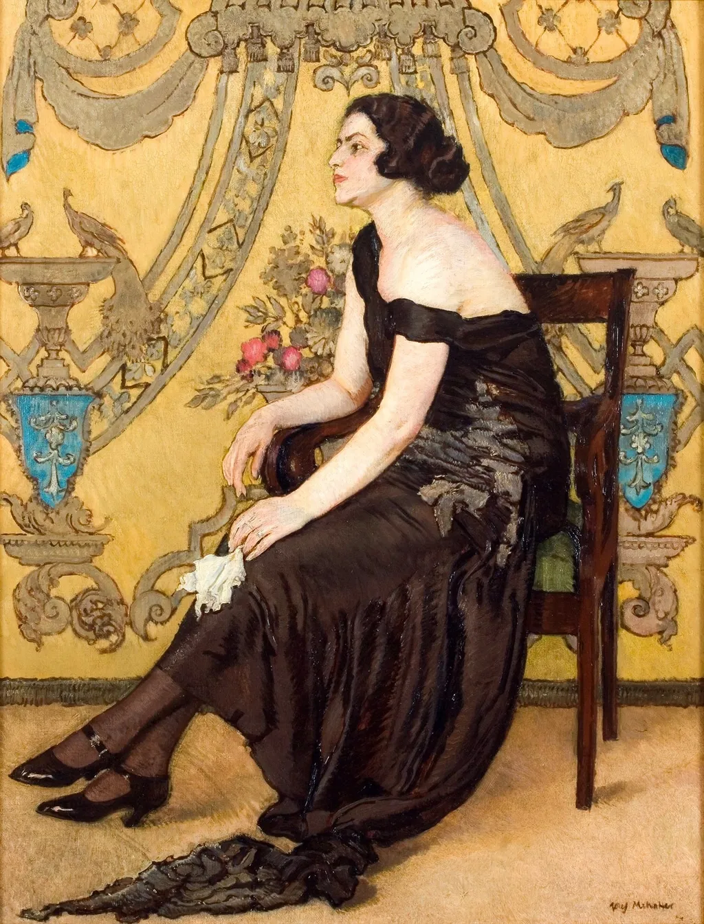 Róża Saronu (Portret Zofii Minderowej; Fantazja ornamentalna), by Józef Mehoffer, oil, 1923