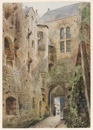 Court in the Abbey of Mont St. Michel, Normandy, by Walter Paris, watercolor, 1850