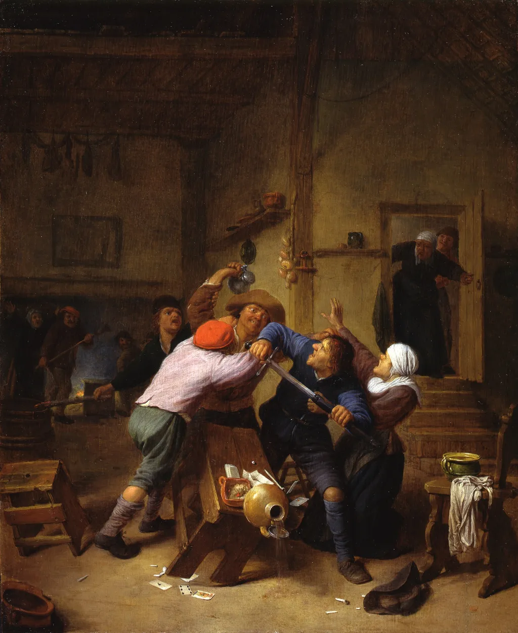 Bauernschlägerei in einer Kneipe, by Hendrik Martenszoon Sorgh, paint, 1650
