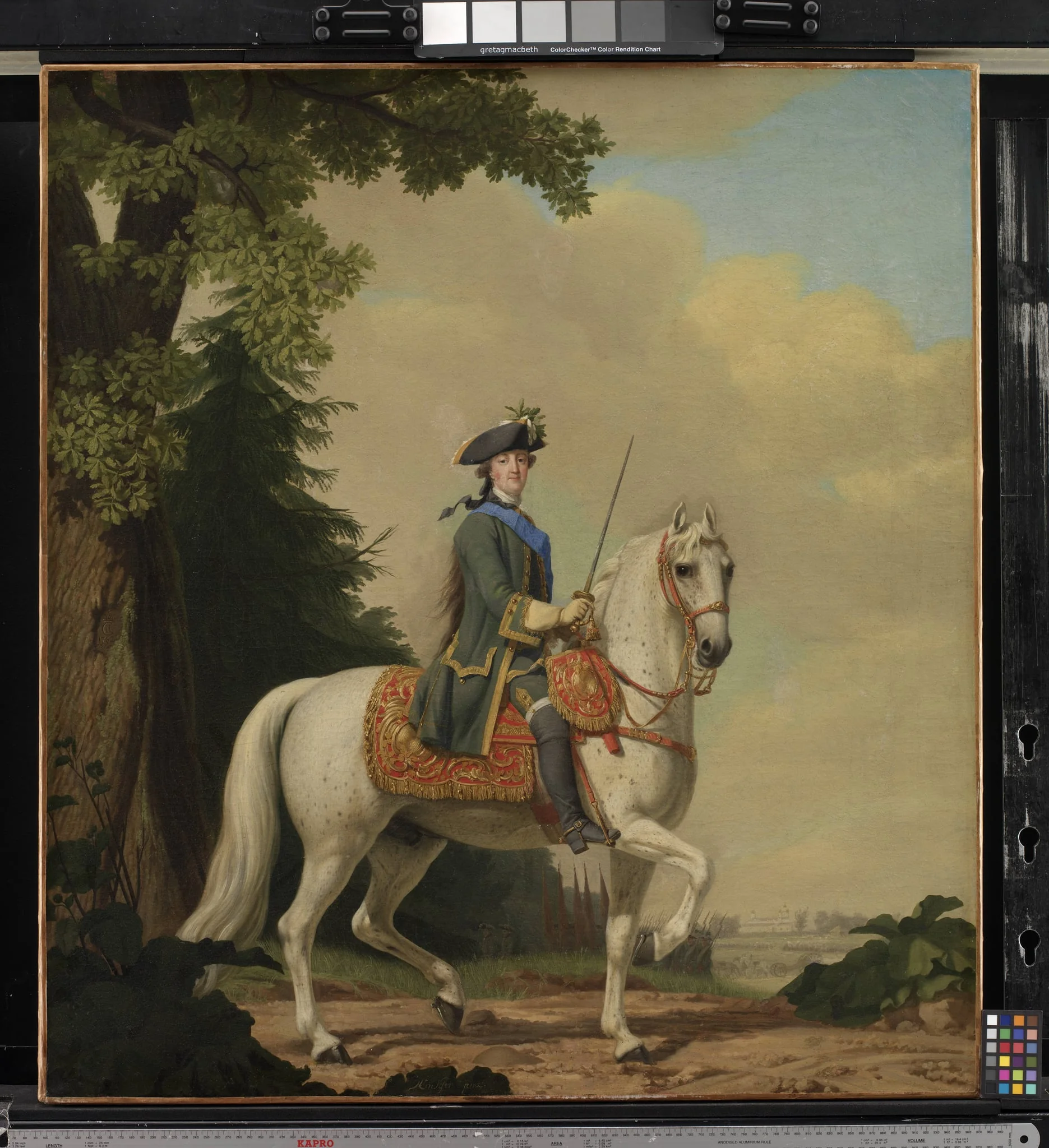 Catharina II of Russia in Life Guard Uniform on the horse "Brillante", detail