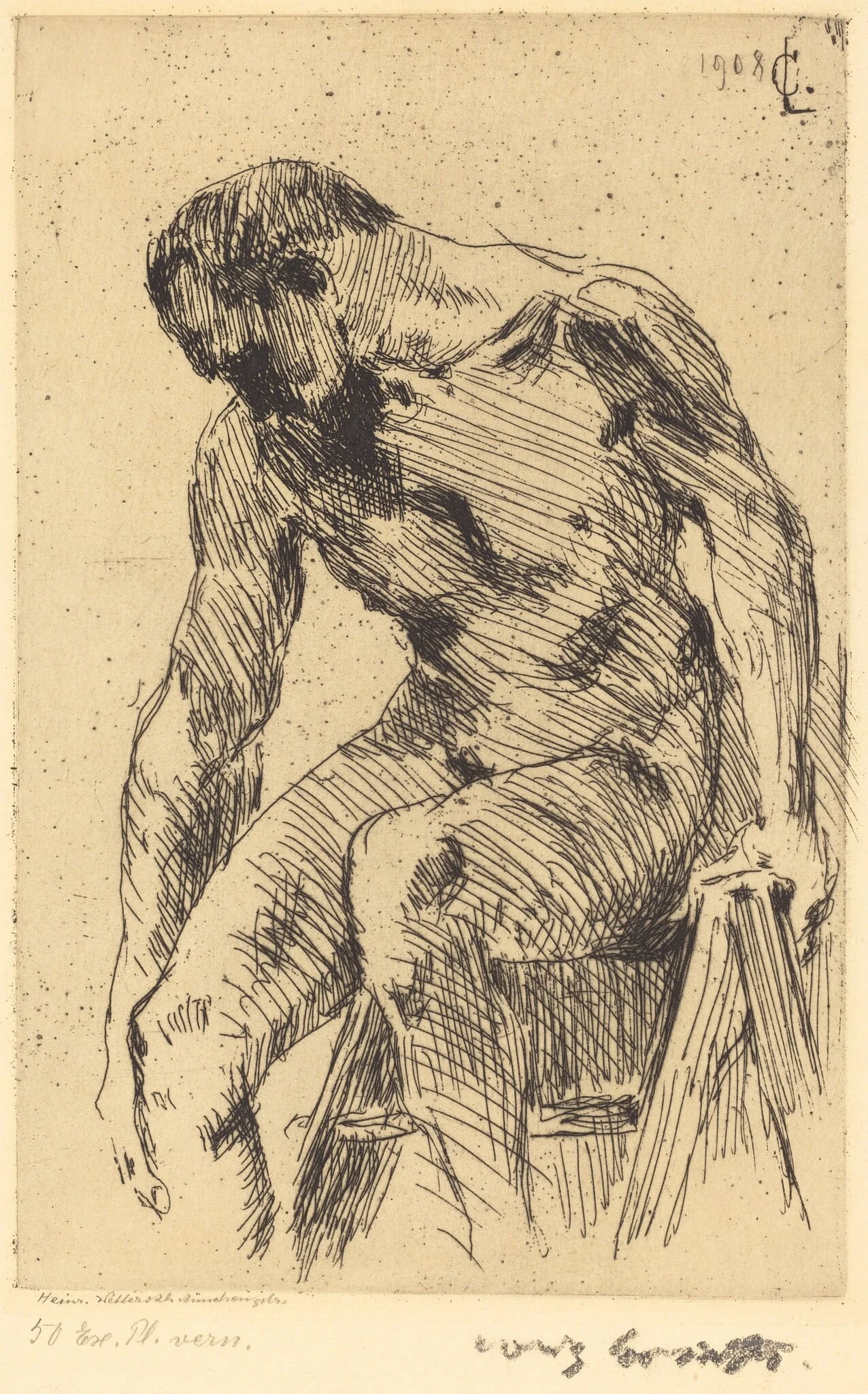 Sitzender Männlicher Akt (Seated Male Nude), detail