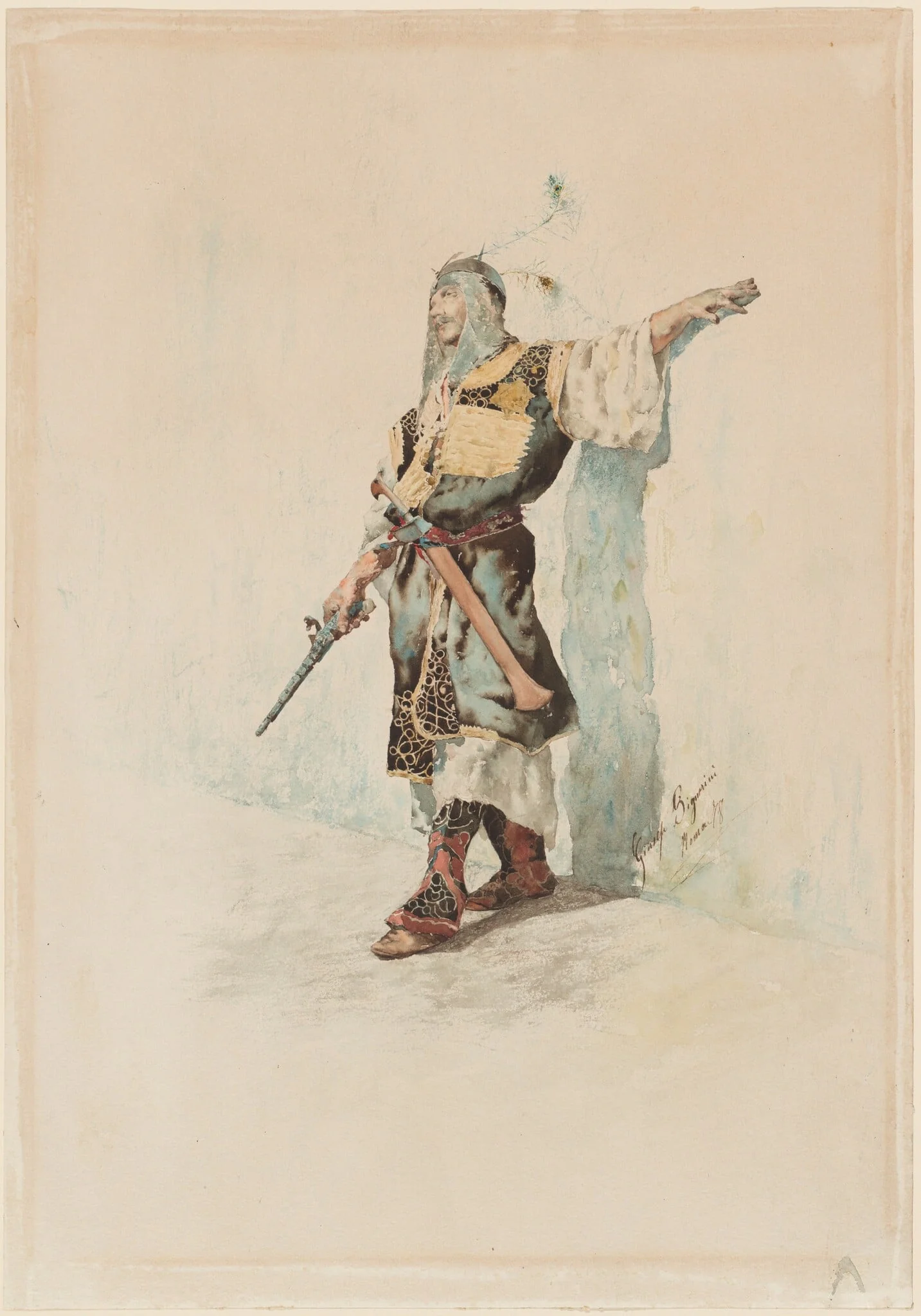A Moorish Soldier before a Sunlit Wall, detail