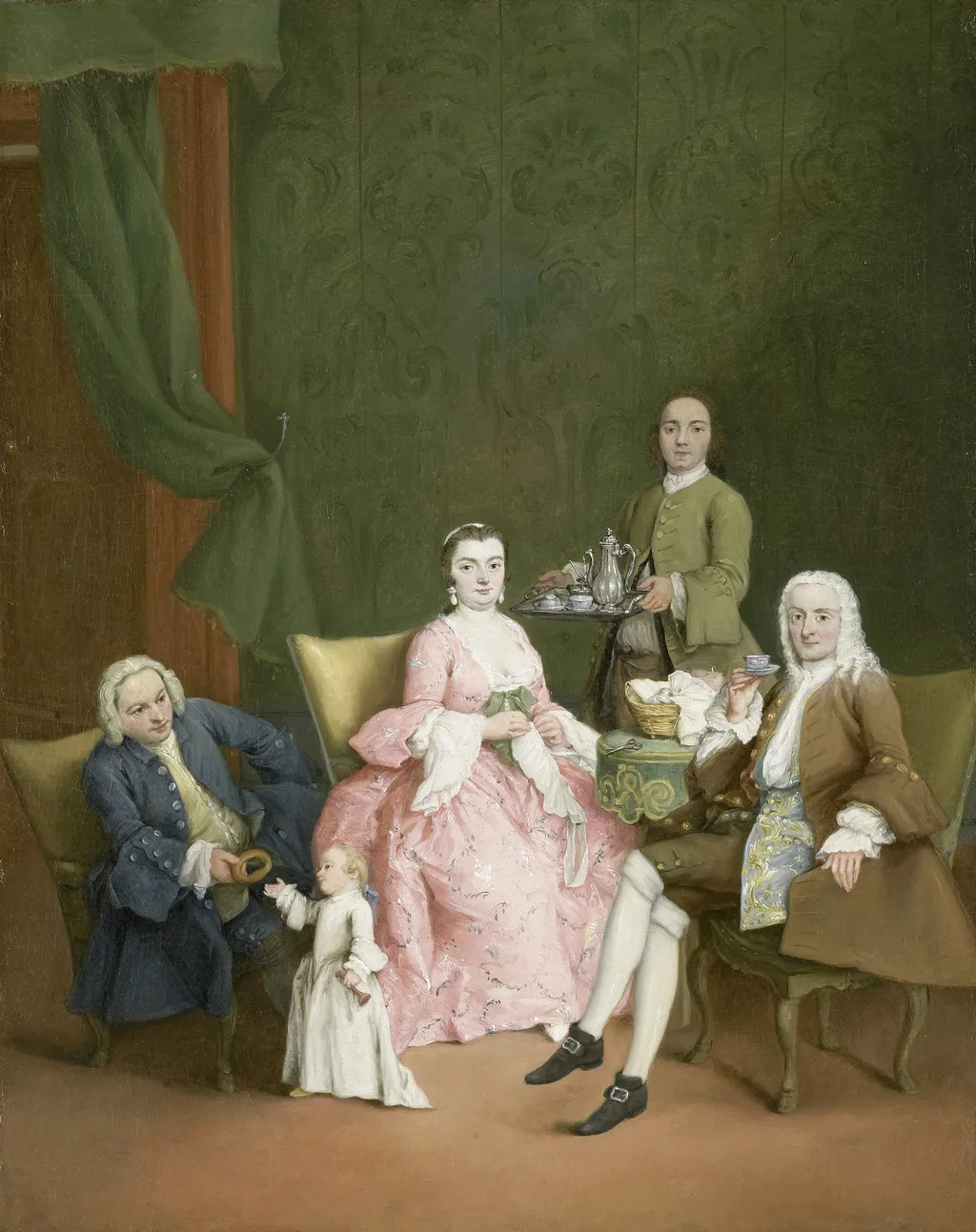 Portrait of a Venetian Family with a Manservant Serving Coffee, by Pietro Longhi, oil, 1752