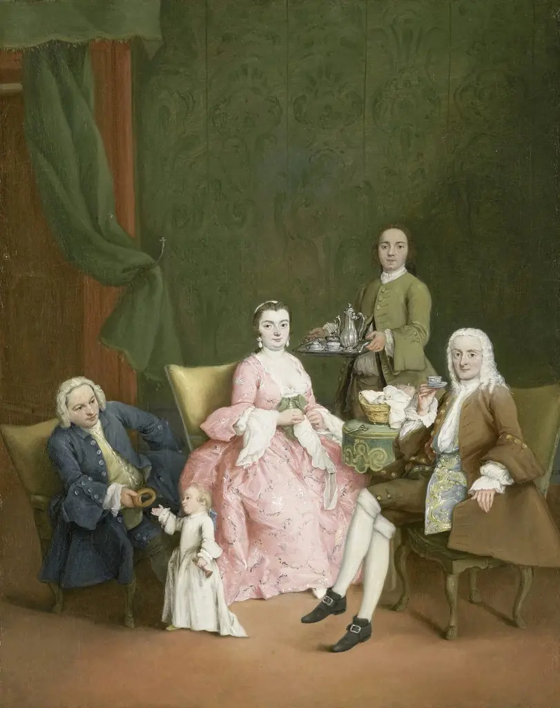 Portrait of a Venetian Family with a Manservant Serving Coffee, by Pietro Longhi, oil, 1752